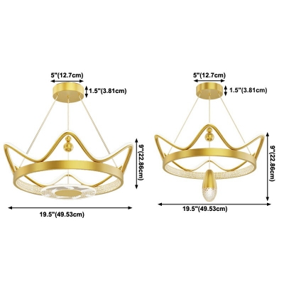 Modern Style Gold Chandelier Lamp Crown Shaped Chandelier Light for Bedroom