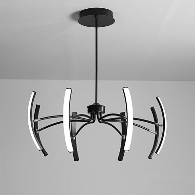 Modern Style Petal-Shaped Chandelier Light Acrylic 10-Lights Chandelier Lights in Black
