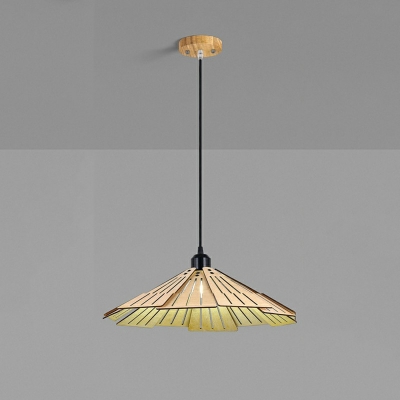 Modern Umbrella-shaped Pendant Lamp 1-Light Modeling Wood Art Lamp