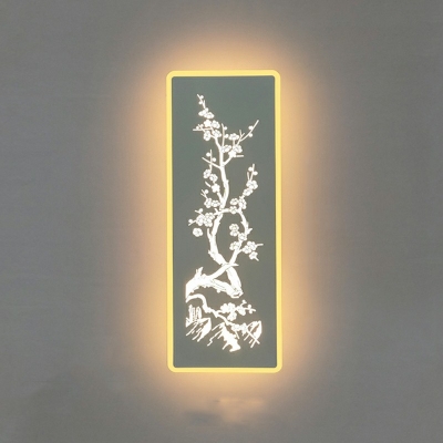 Rectangular Shape Sconce Light Fixture LED Metal and Acrylic Wall Mounted Light Fixture in White
