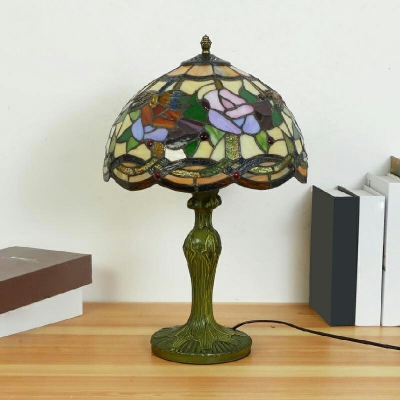 Single Bulb Table Lamp Tiffany-Style Decorative Nightstand Lamp