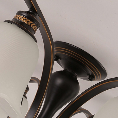 5 Lights Globe Flush Mount Ceiling Light Fixture Traditional Style Glass Flush Light Fixtures in Black