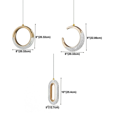 Acrylic Shade Pendant Lighting Fixture LED Hanging Pendant Light in Gold