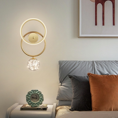 Acrylic Wall Light Sconce with Globe Glass LED Sconce Light Fixture for Bedroom