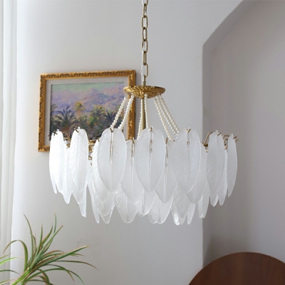 American Style Feather Chandelier Glass Wrought Copper Chandelier