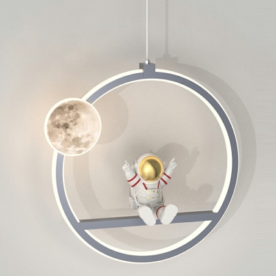 Astronaut-Like Suspension Light LED with Acrylic Shade Pendant Lighting in Grey