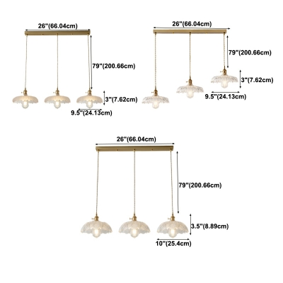 Glass Shade Flush Mount Pendant Lights 3-Bulb Pendant Lighting Fixtures in Clear