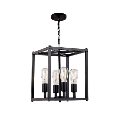 Industrial Style Wrought Iron Chandelier Simple Iron Frame Pendant Light for Dining Room