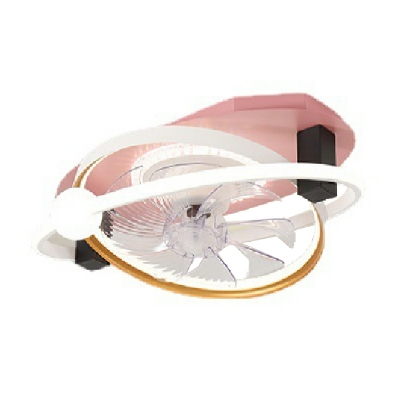 LED Macaron Flushmount Fan Lighting Fixtures Dining Room Bedroom Flush Mount Fan Lighting
