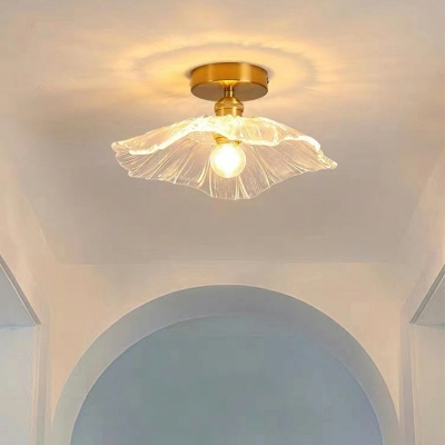 Petal Flush Light Modern Style Glass 1-Light Flush Ceiling Light in Clear