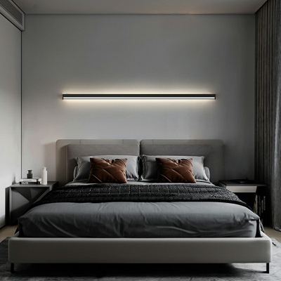 Rectangular Wall Lighting Fixtures Modern Style Metal 1-Light Wall Sconce Lights in Black