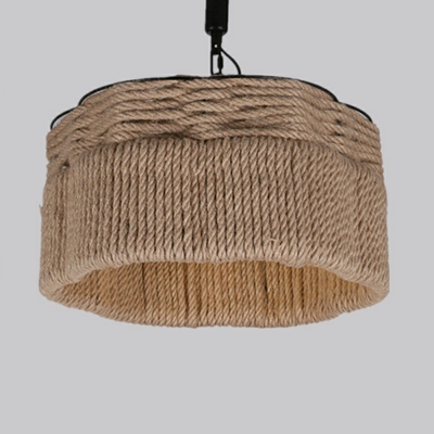 Rope Jar Hanging Lamp Kit Industrial Style 1 Light Drop Pendant in Brown