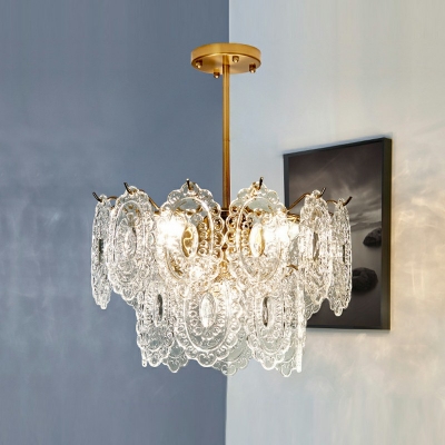 Traditional Chandelier Lighting Fixtures American Style Glass Suspension Light for Bedroom