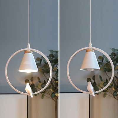 White Hanging Pendant Light Single Head Metal Shade Hanging Light