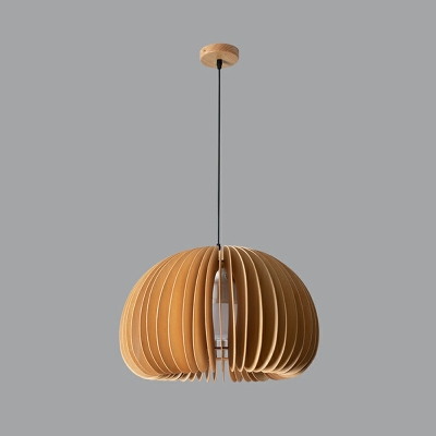 1 Bulb Pendant Lighting Fixture Wooden Modern Pumpkin Hanging Light Fixture