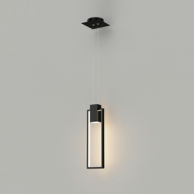 2-Light Hanging Chandelier Contemporary Style Rectangle Shape Metal Pendant Light Kit