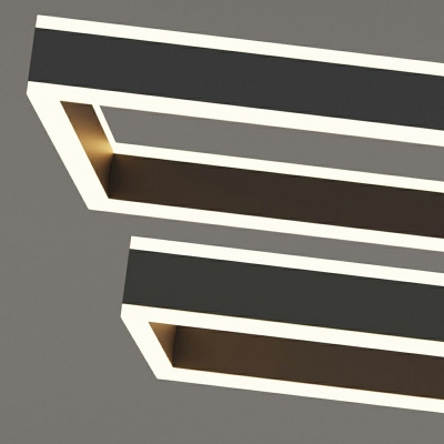 3-Light Hanging Chandelier Contemporary Style Square Shape Metal Pendant Light Kit