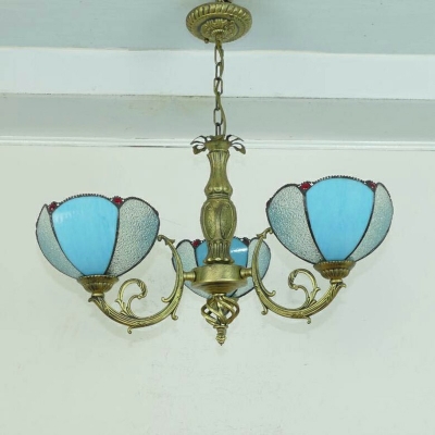 5-Light Hanging Chandelier Tiffany Style Geometric Shape Metal Pendant Light Kit