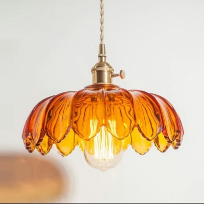 American Style Retro Ceiling Pendant Restaurant Brass Glass Pendant Light