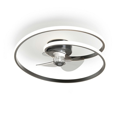 Contemporary Circle Semi Flush Mount Light Metal Ceiling Mounted Fan Light
