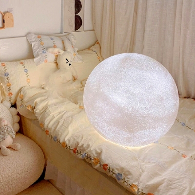 Globe Shape Floor Lamp Moon-Like in White Simple Style Floor Lighting