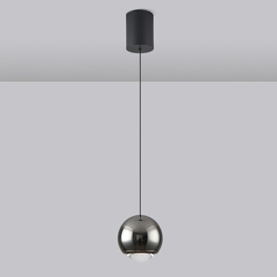 Globe Shape Pendant Light Fixture LED Mid Century Modern Hanging Lamp in Black