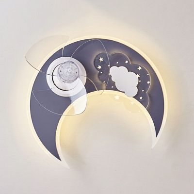 Led Flush Fan Light Children's Room Style Acrylic Semi Flush Light for Living Room