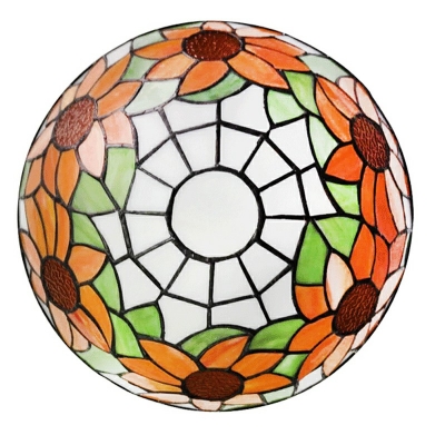 LED Flush Mount Ceiling Lighting Fixture Stained Glass Tiffany Flush Mount Lamp