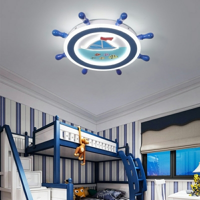 Mediterranean Style Ceiling Light  Nordic Style Rudder Flushmount Light for Kid's Bedroom
