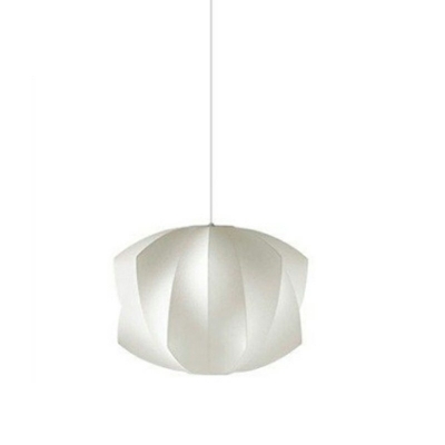 Modern 1 Head Silk Ceiling Pendant Lamp Fabric Art Deco Suspended Light in White