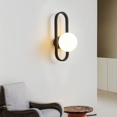 Modern Minimalist LED Wall Light Glass Shade Wall Sconce for Bedroom