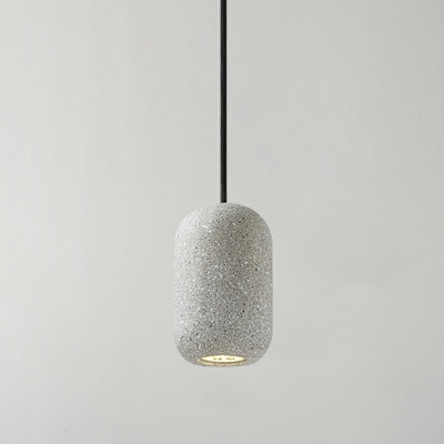 Modern Style Cylinder Hanging Lamp Kit Stone 1-Light Drop Pendant in Grey