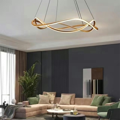 Modern Twisted Chandelier Lamp Gold Metal Chandelier Light for Living Room
