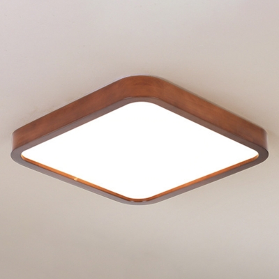 Nordic Round LED Ceiling Light Simple Ultra-Thin Wooden Ceiling Mounted Fixture for Bedroom