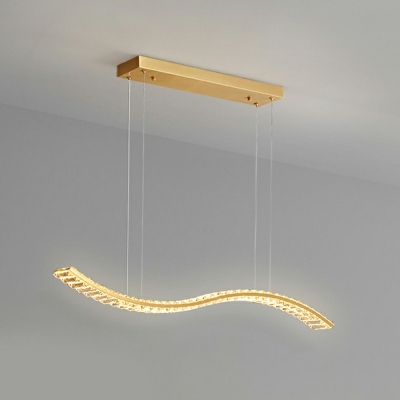 1-Light Island Ceiling Light Minimal Style Linear Shape Metal Hanging Chandelier