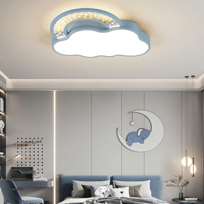 2-Light Flush Mount Light Kids Style Cloud Shape Metal Close To Ceiling Chandelier