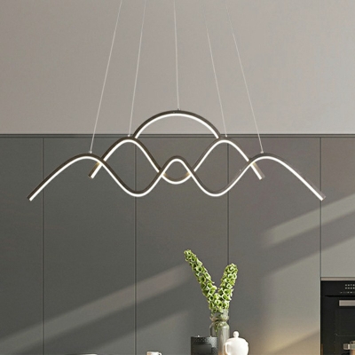 2-Light Island Pendants Contemporary Style Linear Shape Metal Chandelier Lighting