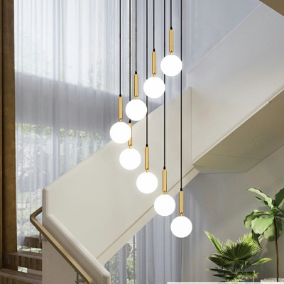 8-Light Pendant Lighting Minimalism Style Globe Shape Metal Hanging Lamps