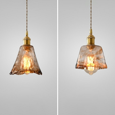 Amber Triangle Down Lighting Modern Style Glass 1 Light Pendant Light Fixtures