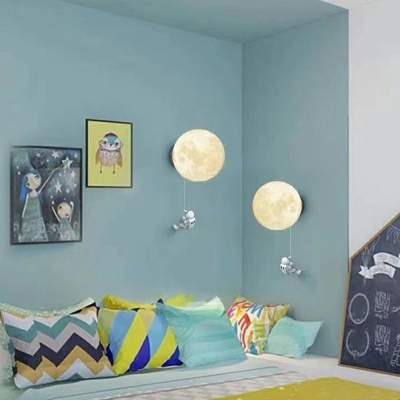 Astronaut Moon Wall Light Sconce Modern Bedside Children Character Wall Lighting Fixtures
