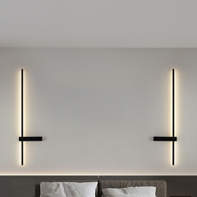Black Aluminum Wall Light Sconce Linear Shape 8.7