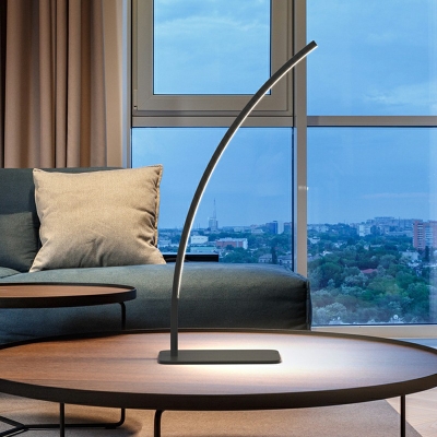 Black Curved Night Table Lamps Modern Style Metal 1 Light Table Light