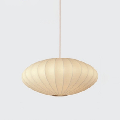 Contemporary 1 Head Silk Ceiling Pendant Lamp Fabric Art Deco Suspended Light in White