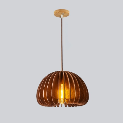Cylindrical Hanging Lamp Kit Modern Style Wood 1-Light Pendant Light Fixtures in Brown