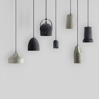 Black Elliptical Hanging Lamp Kit Modern Style Stone 1 Light Hanging Lights