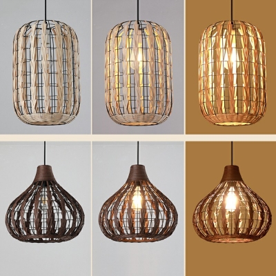 Hand-Worked Pendant Ceiling Lights Rattan Teardrop Pendant Lamp for Canteen