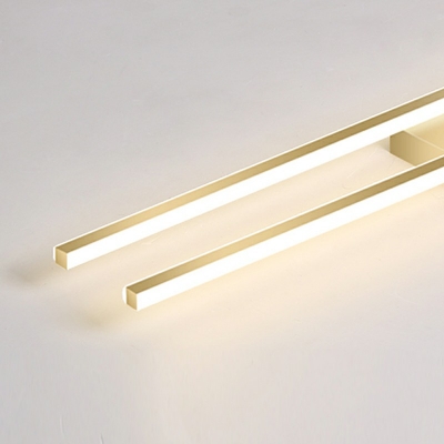 Metal Linear Flush-Mount Light Fixture Modern Style 2 Lights Flush Mount Lamp in Gold