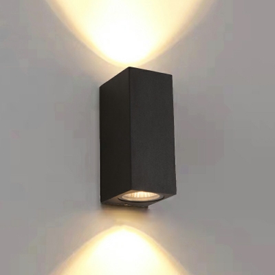 Modern Style Rectangular Wall Light Fixtures Metal 2-Lights Wall Light Sconce in Black