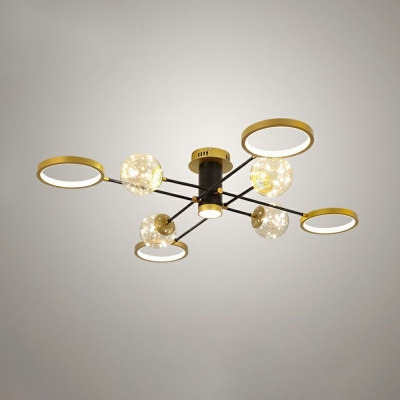Modern Style Sphere Flush Mount Ceiling Lighting Fixture Metal 9-Lights Flush Light Fixtures in Gold
