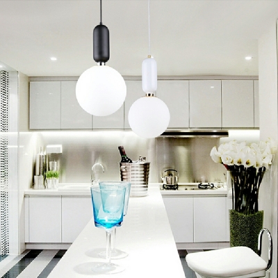 Nordic Spherical Hanging Pendant Lights Frosted White Glass Down Lighting Pendant
